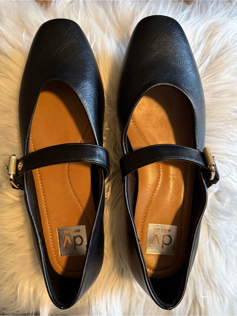 DOLCE VITA Mulaney Black Mary Jane Flats with Gold Accent Buckles - Picture 11 of 13